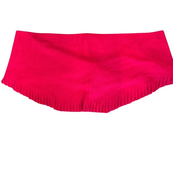 Ralph Lauren women’s red shimmer pleated edges tie warm lambswool shawl scarf - Picture 3 of 4